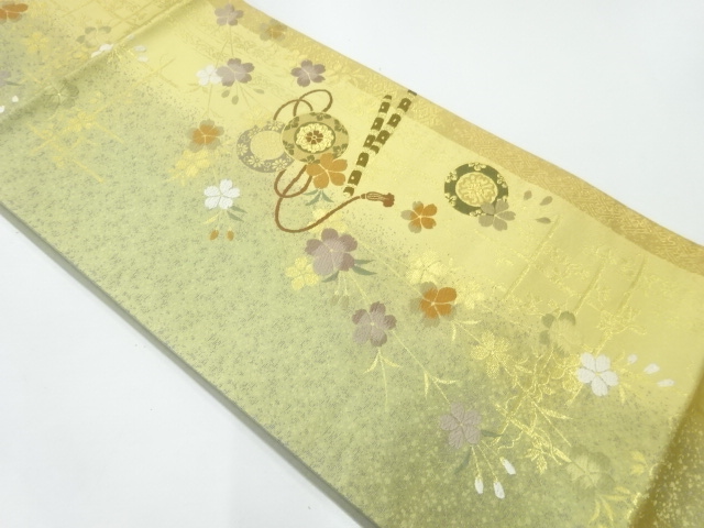 JAPANESE FUKURO OBI / KARA-ORI / WOVEN MUSICAL INSTRUMENTS PATTERN